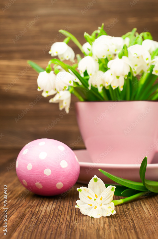 snowdrops in a cup and painted eggs snowdrops in a cup and painted eggs