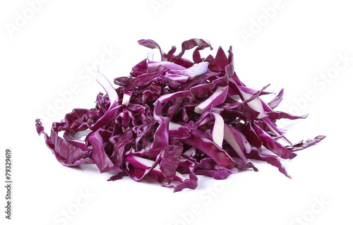 sliced of Red cabbage, violet cabbage isolated on white backgrou
