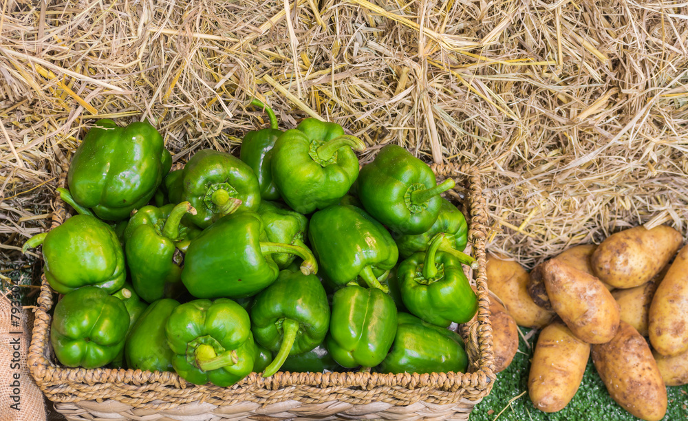 garlic and chili in basket garlic and chili in basket