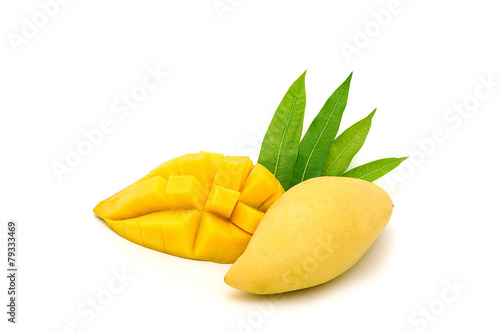 Ripe mango fruit isolated on white background