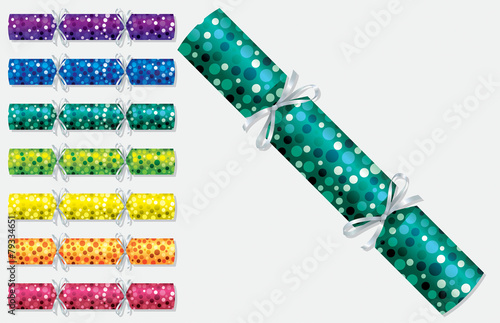 Bright retro Christmas crackers in vector format.