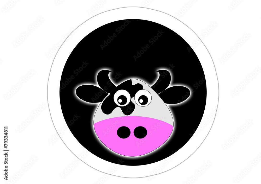 Kuh / Cow / Sticker - Schwarz Stock Illustration