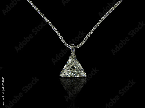 Trilliant diamond pendant with chain