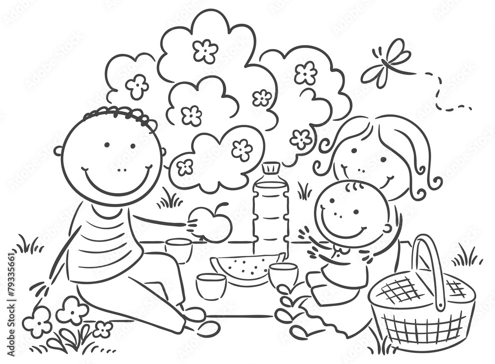 Family having picnic outdoors Family having picnic outdoors