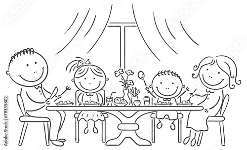 Family having meal together