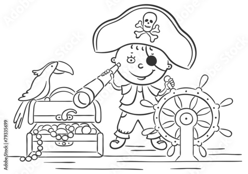 Little boy playing pirate