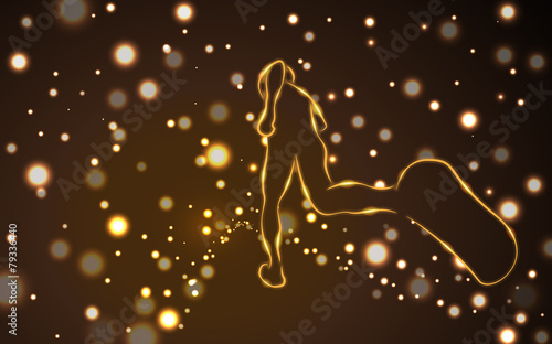 Light yellow line of runner on the brown background