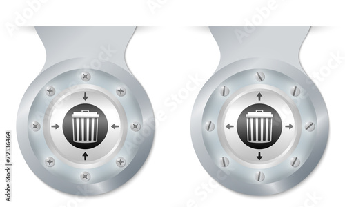 two vector objects with screws and trashcan