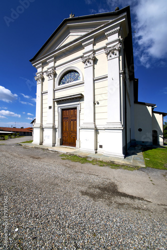 church     the sumirago  closed brick tower sidewalk italy  lom photo