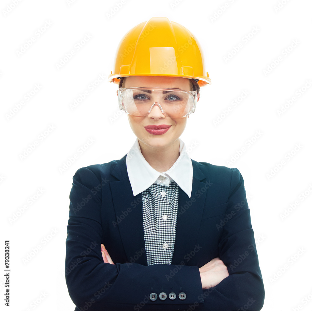 Engineer woman over white background Engineer woman over white background