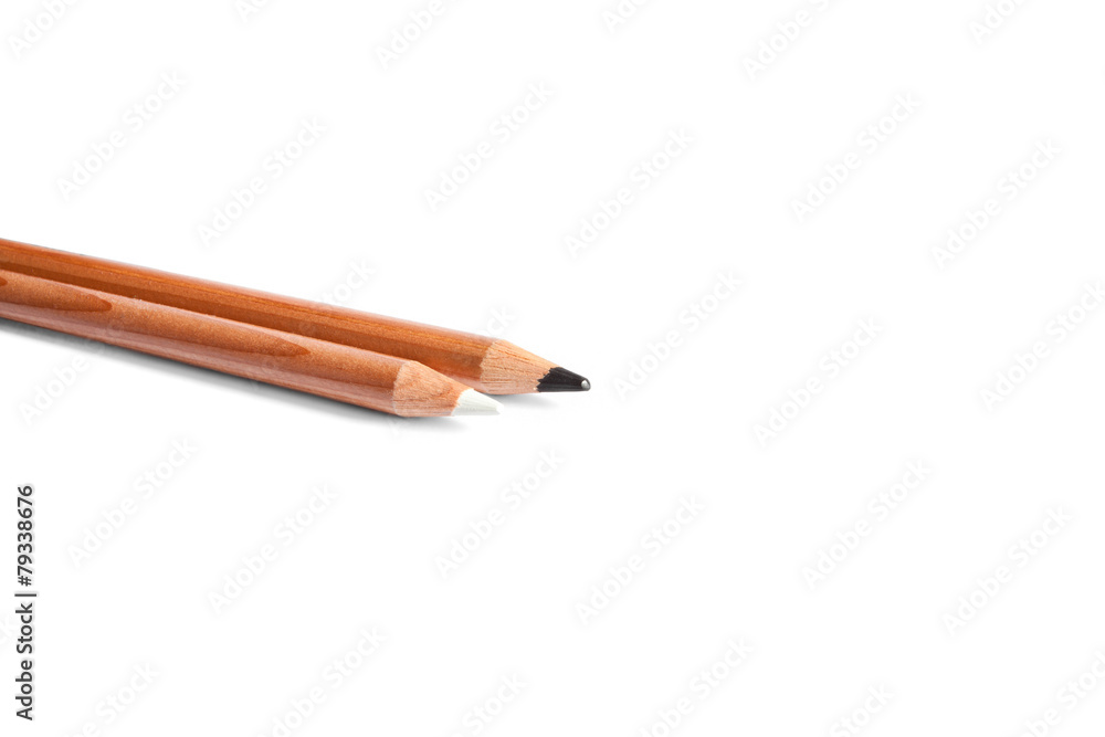Black and white pencils in white background Black and white pencils in white background