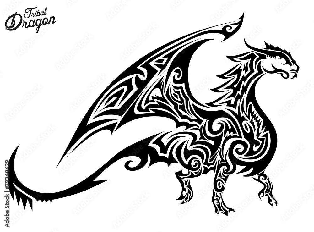 Tribal Dragon Stock Vector | Adobe Stock