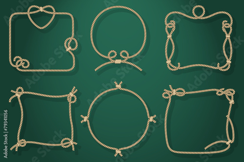 Set of Old Rope Frames in Different Unique Styles