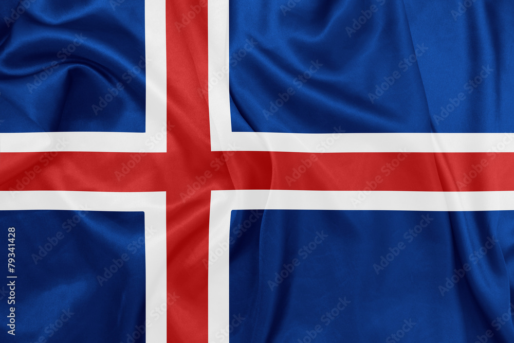 Fototapeta premium Iceland - Waving national flag on silk texture