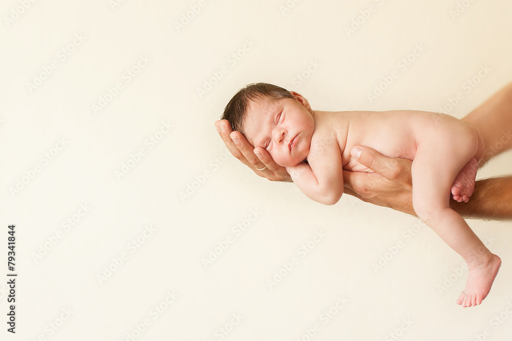Obraz premium Newborn Dad on his hands