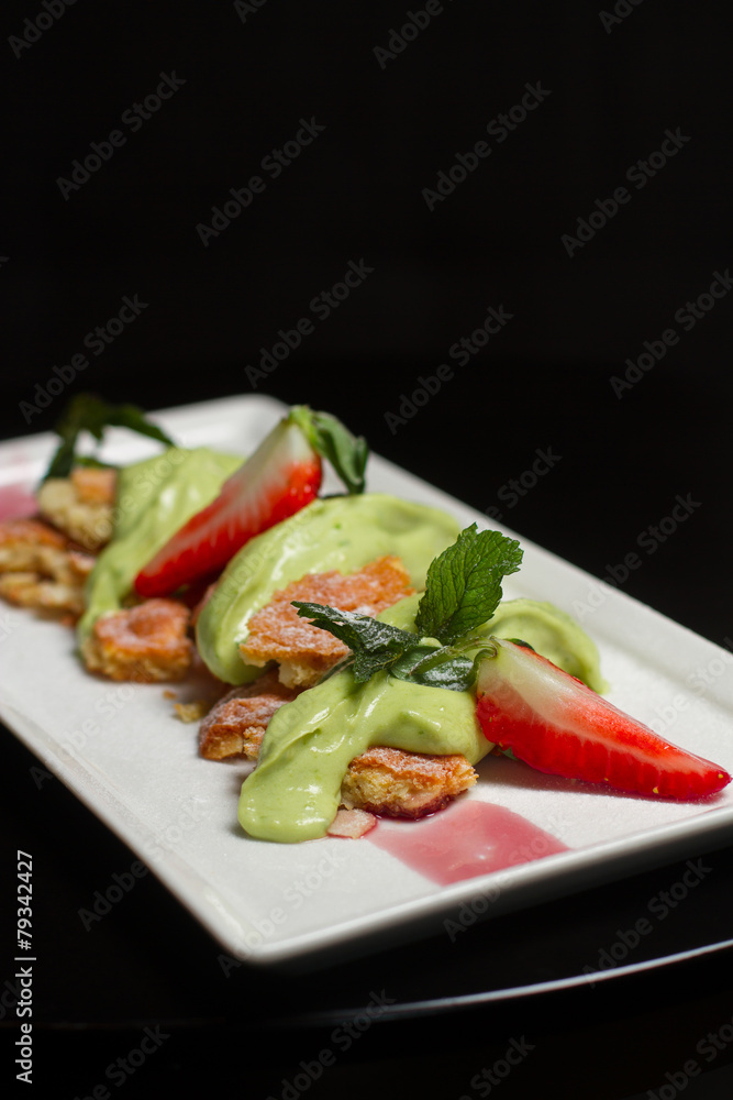 Image of tasty dessert with stawberry Image of tasty dessert with stawberry