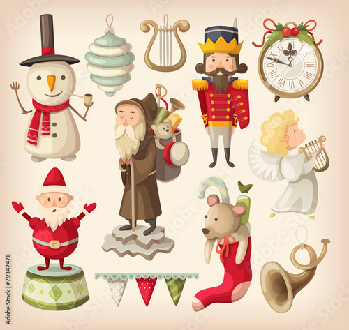 Collection of retro christmas toys