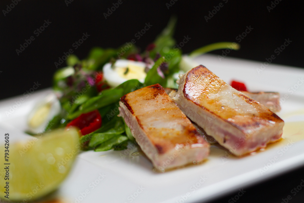 Image of tasty pork with salad Image of tasty pork with salad