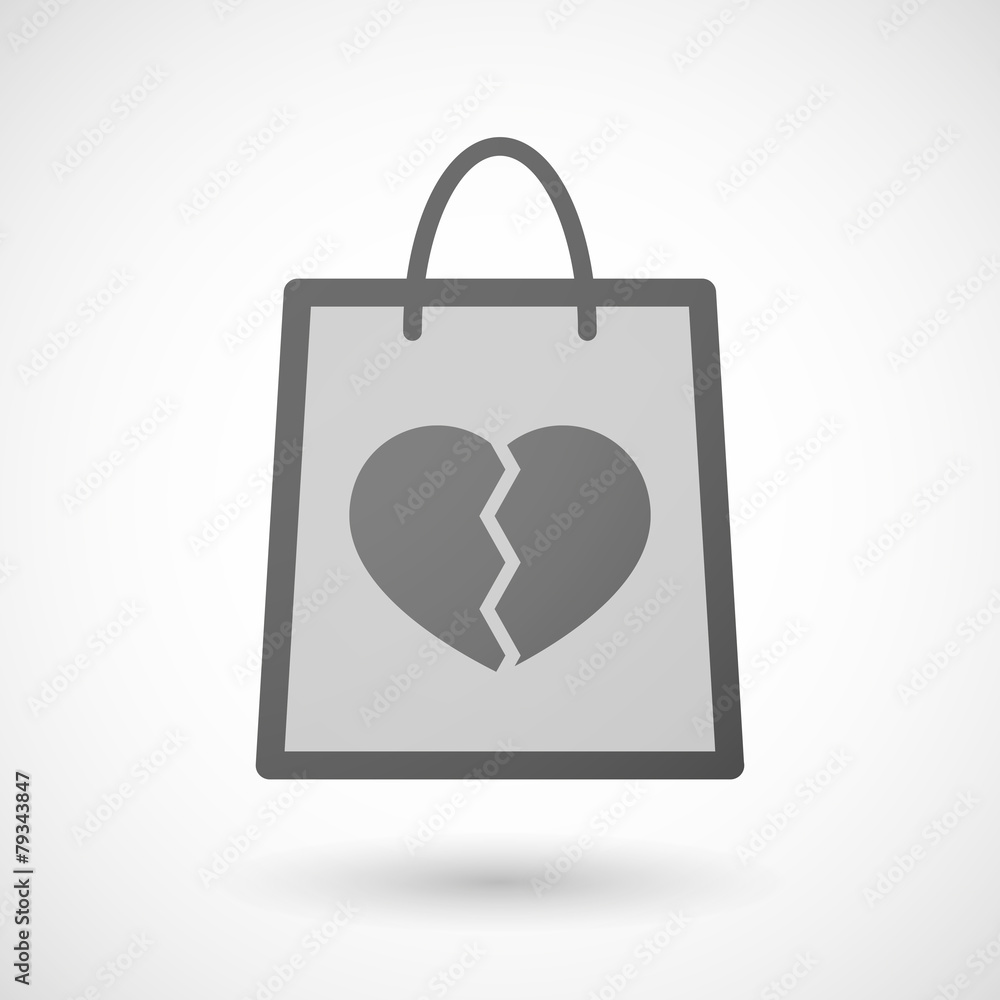 Shopping bag icon with a broken heart Shopping bag icon with a broken heart