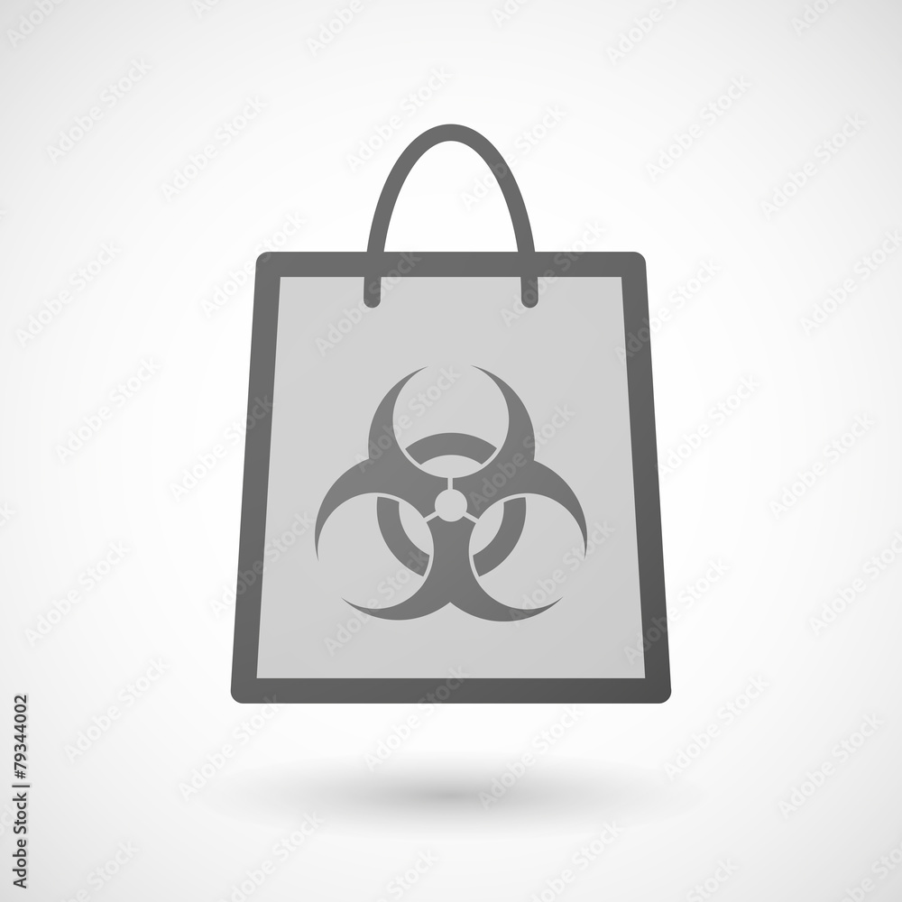 Shopping bag icon with a biohazard sign Shopping bag icon with a biohazard sign
