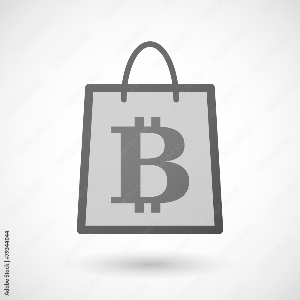 Shopping bag icon with a bitcoin sign Shopping bag icon with a bitcoin sign