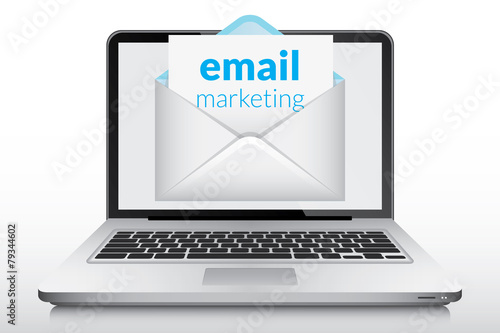 Email marketing and envelope in laptop screen