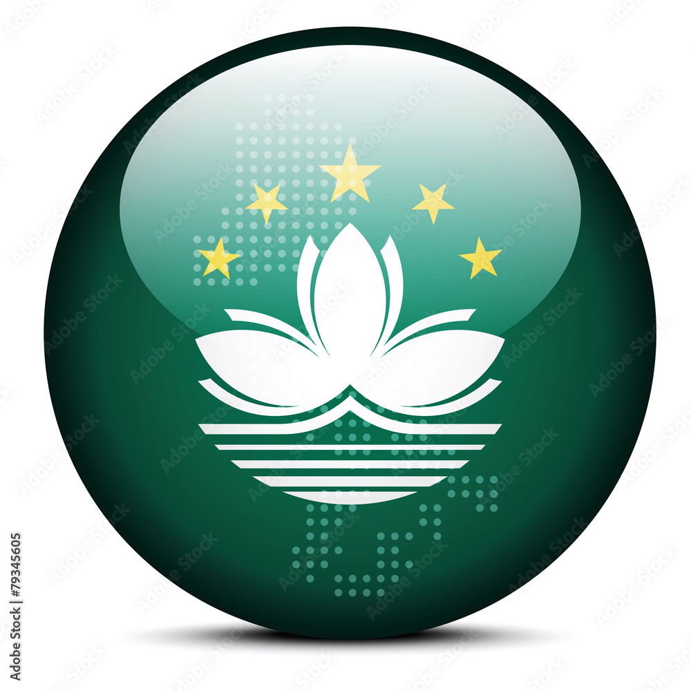 Map with Dot Pattern on flag button of Macau SAR China Map with Dot Pattern on flag button of Macau SAR China