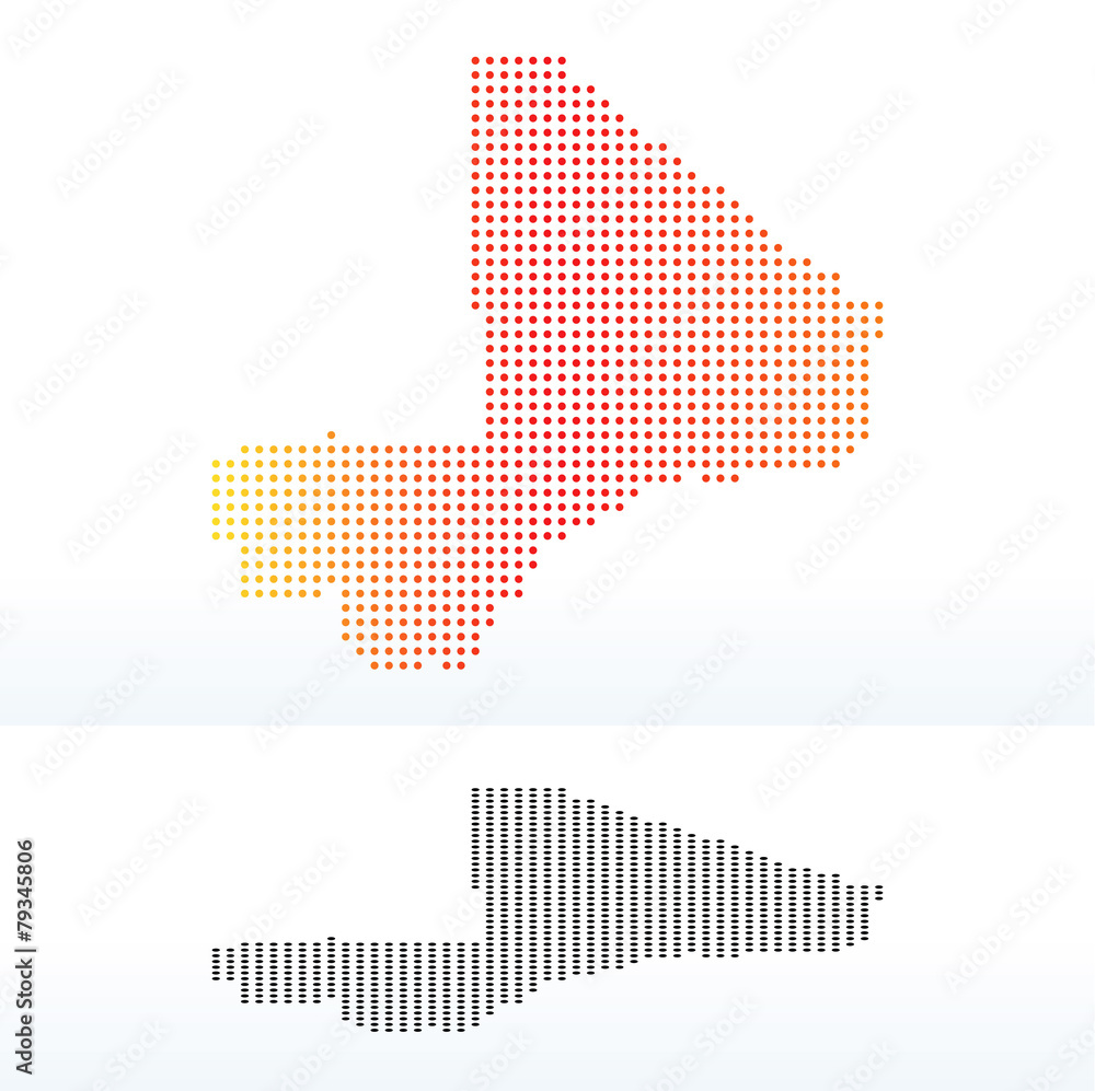 Fototapeta premium Map of Mali with Dot Pattern
