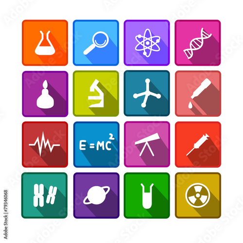 set of colorful science icons