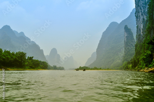 Li river baboo mountain landscape in Yangshuo Guilin China © weltreisendertj