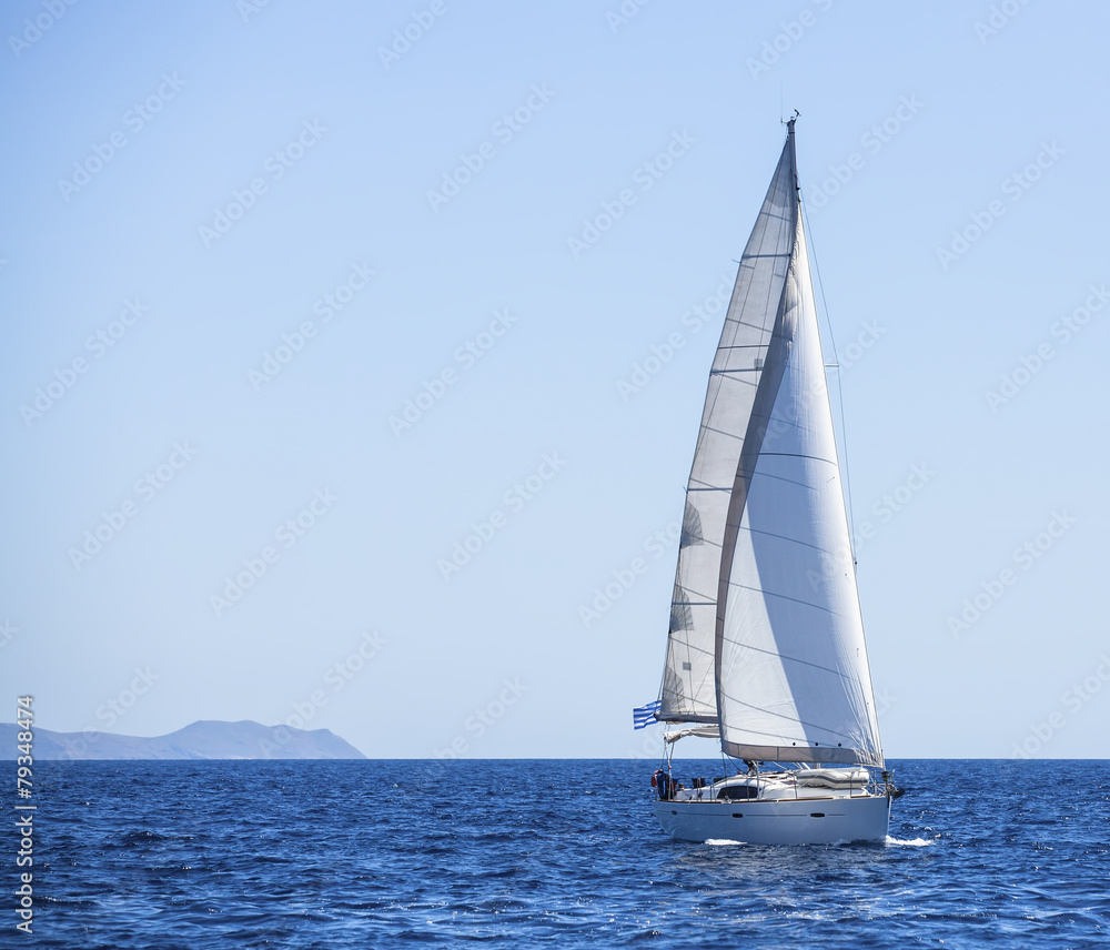Fototapeta premium Sailing. Luxury Yachts. Yachting in the Mediterranean Sea.