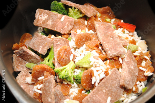 Frozen Stir Fry Beef and Broccoli in a Pan