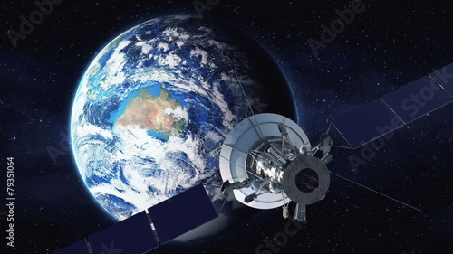 Zoom in from a satellite down to a city on Earth