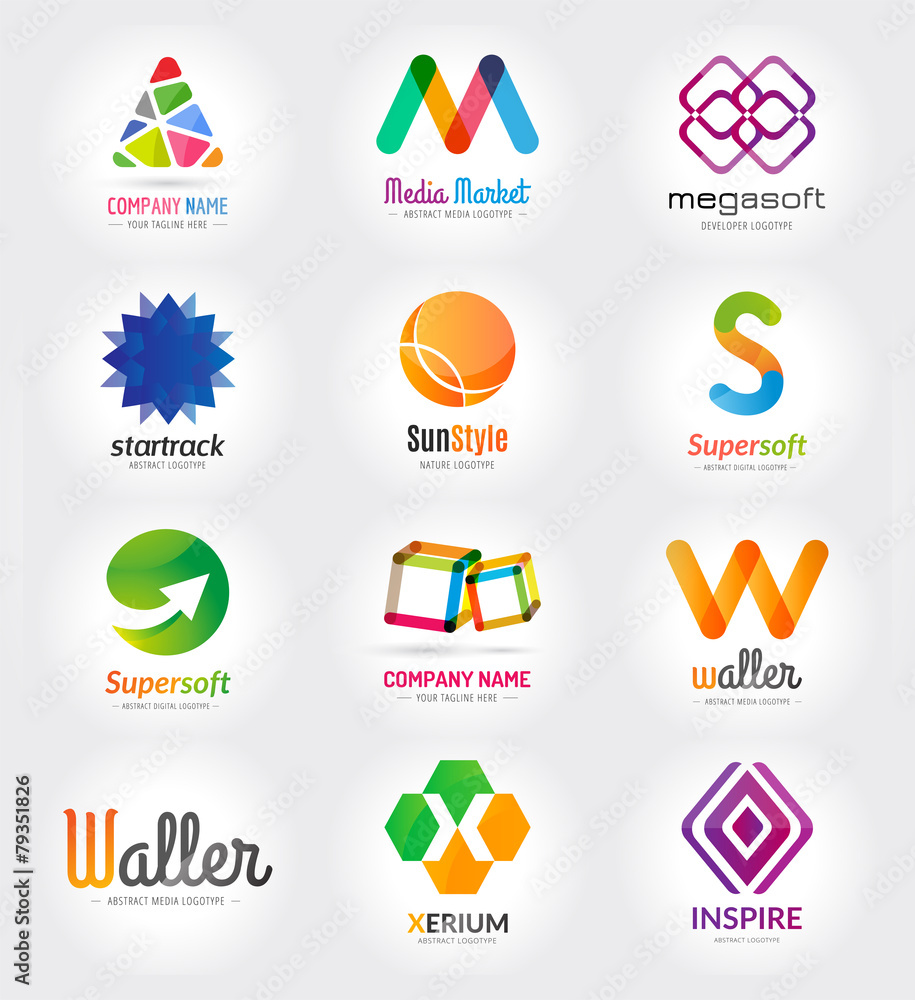Abstract vector logo template set for branding and flat design Abstract vector logo template set for branding and flat design