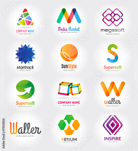 Abstract vector logo template set for branding and flat design