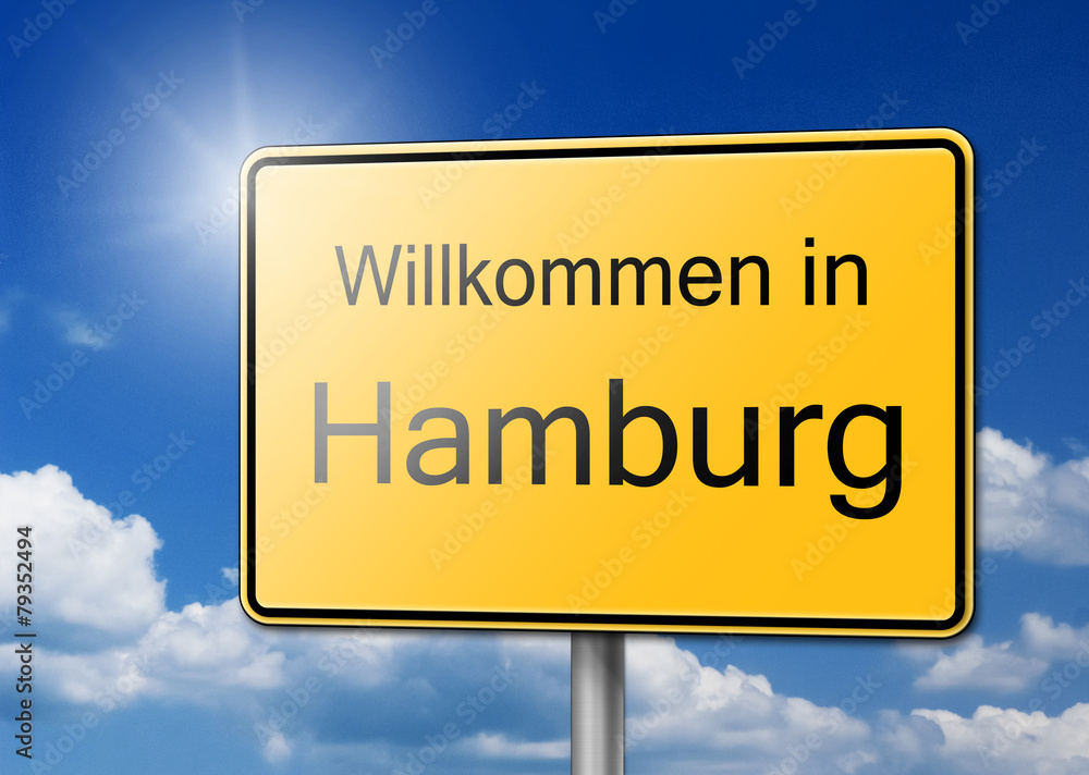 Willkommen in Hamburg Schild Hintergrund Willkommen in Hamburg Schild Hintergrund