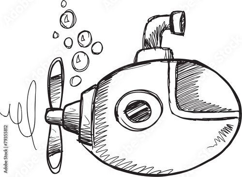 Doodle Sketch Submarine Vector Illustration Art