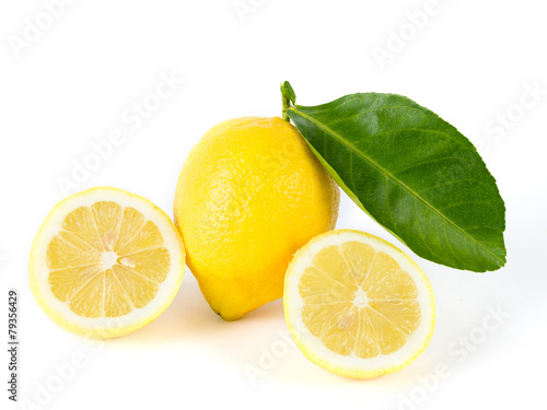 Fresh lemons on White ground
