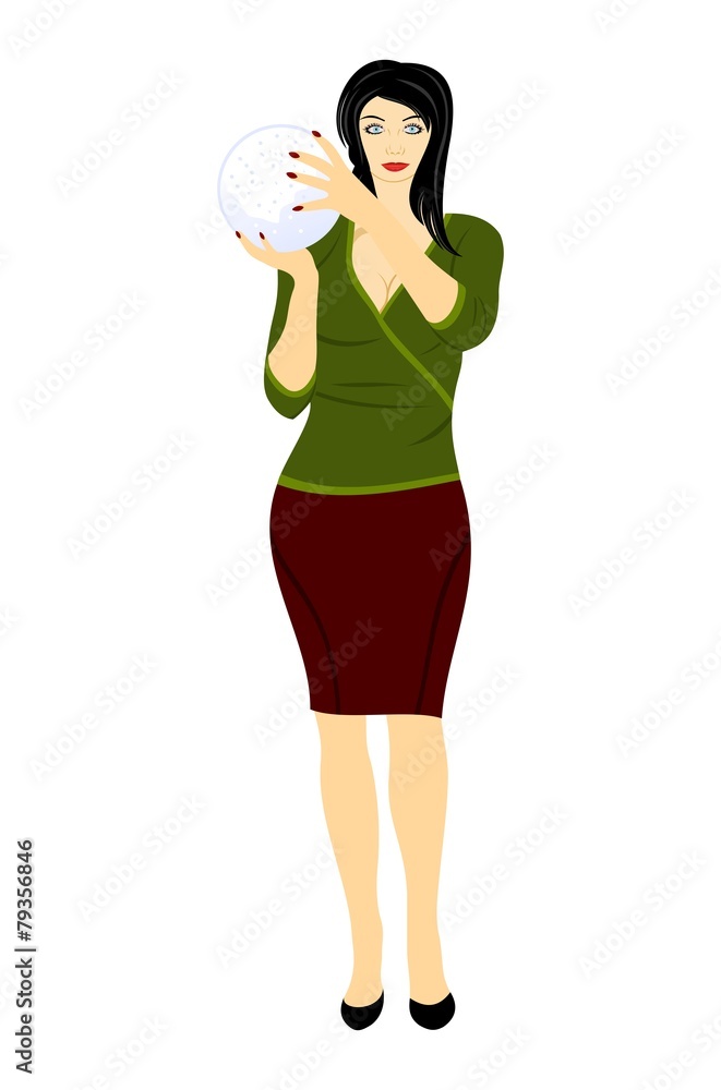 beautiful woman with crystal ball in hand beautiful woman with crystal ball in hand