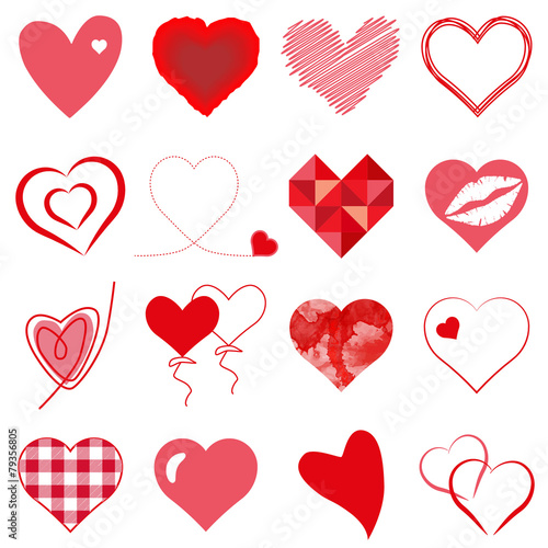 Set of red hearts