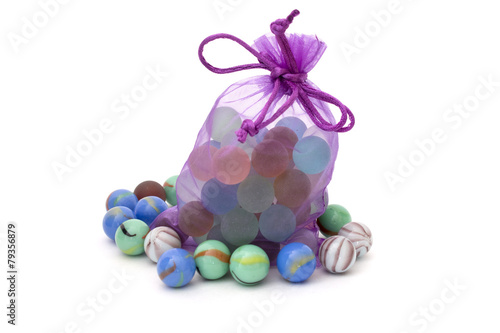 bag with stones on a white background