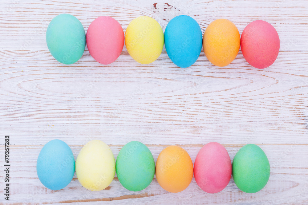 Easter eggs on wooden background Easter eggs on wooden background