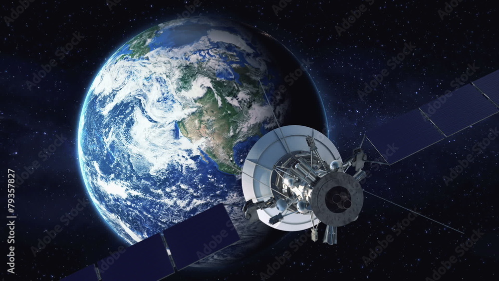 Zoom in from a satellite down to a city on Earth