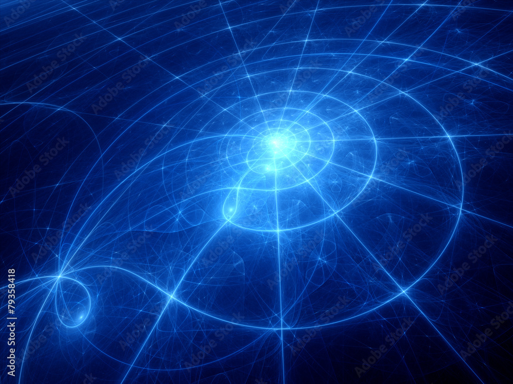 Obraz premium Blue glowing planetary system trajectories