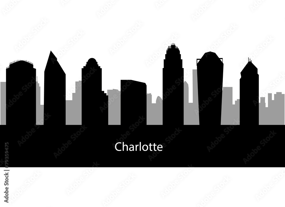 Charlotte USA city skyline silhouette vector illustration