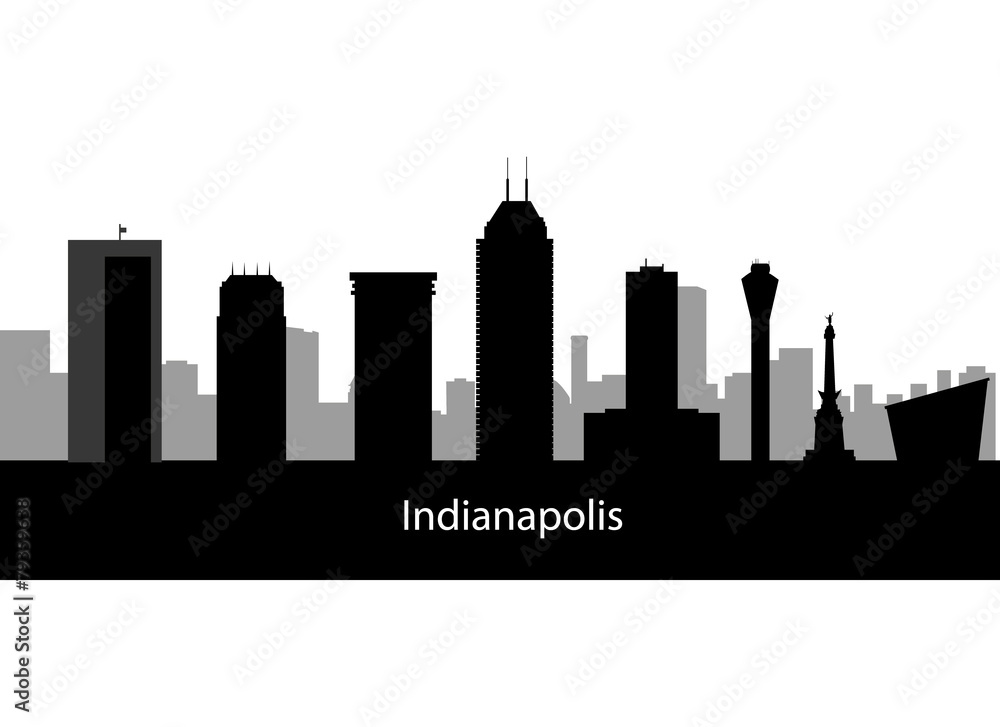 Indianapolis USA city skyline silhouette vector illustration