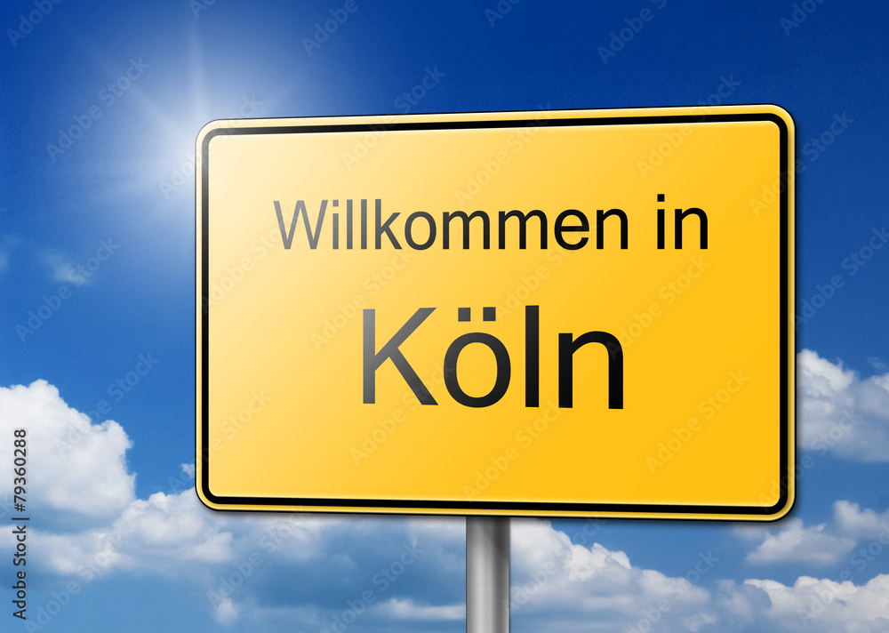 Willkommen in Köln Schild Hintergrund