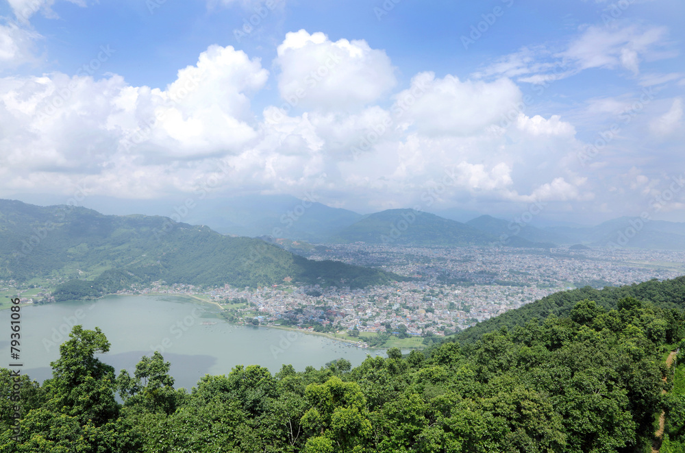 Beautiful Phewa lake and Pokhara city