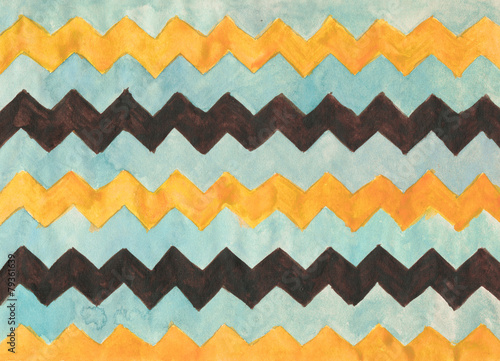 Watercolor background with zigzag stripes