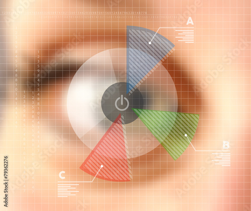 Virtual screen eye infographics blurred effect